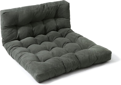Thick Double Futon Mattress 140x190cm Floor Sofa Bed Corduroy Grey (V)