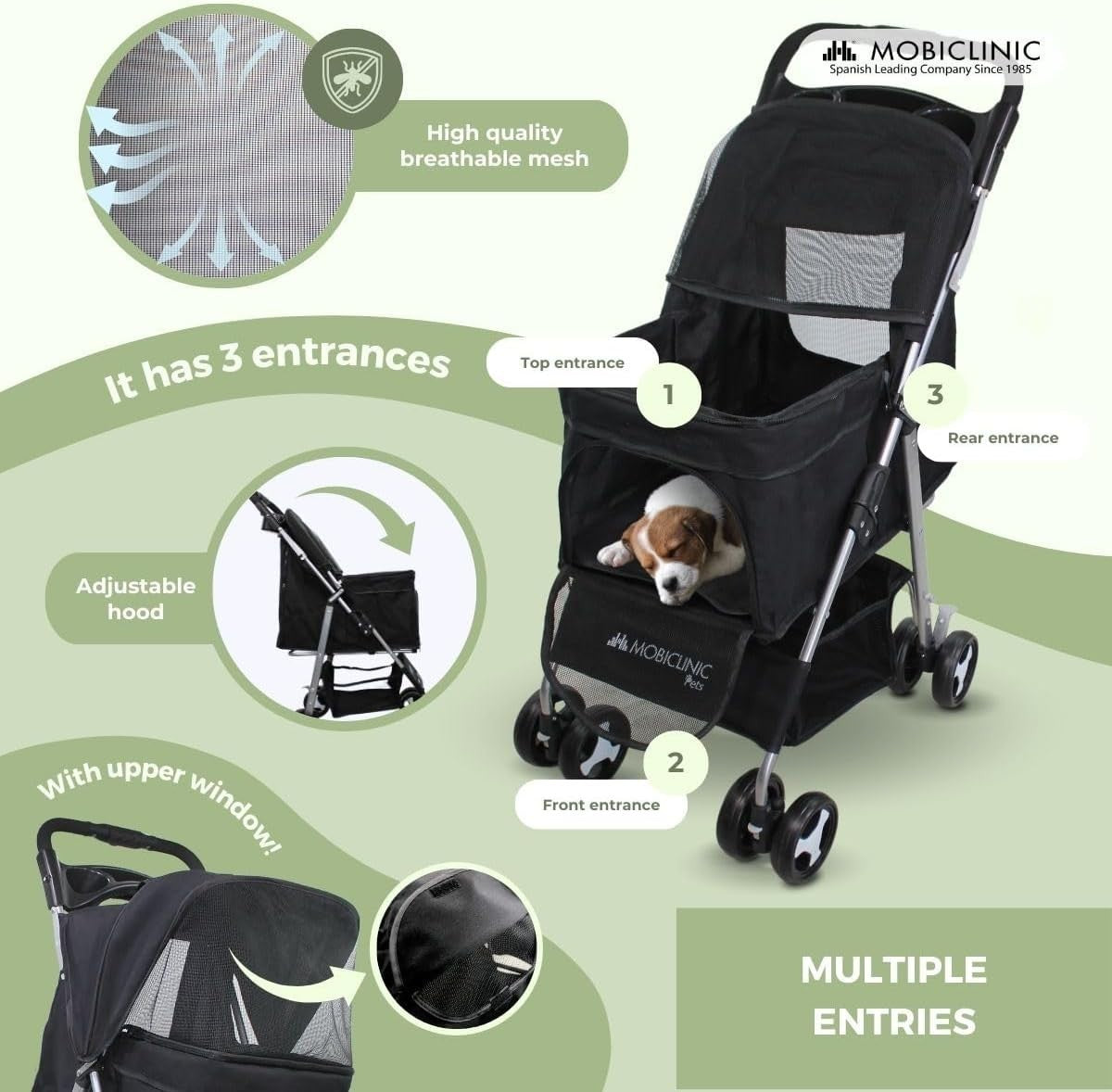 Small Dog Pet Stroller Foldable Pram 360 Swivel Wheels XXL Basket