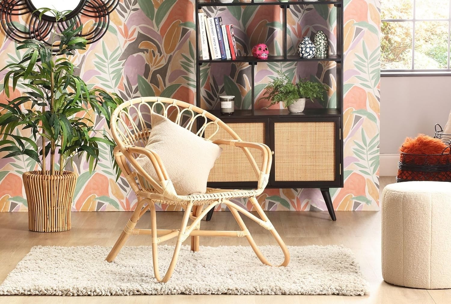 Nordic Rattan Wicker Armchair Indoor Cane Lounge Chair Living Room