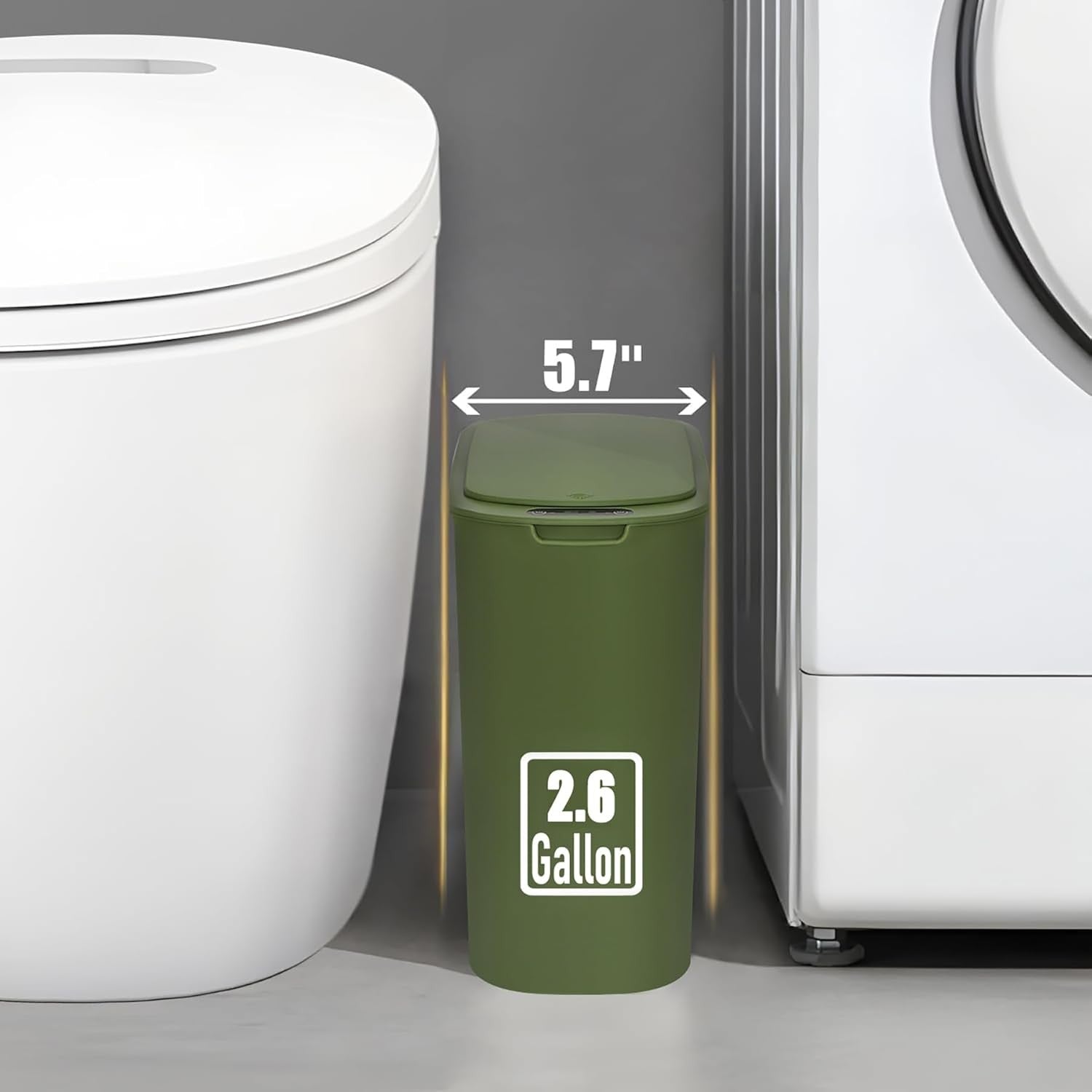 Automatic Touchless Bathroom Bin 2.6 Gallon Slim Motion Sensor Green