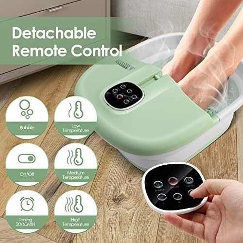 Compact Folding Foot Spa with Heat, Bubbles, Timer & Massage Rollers