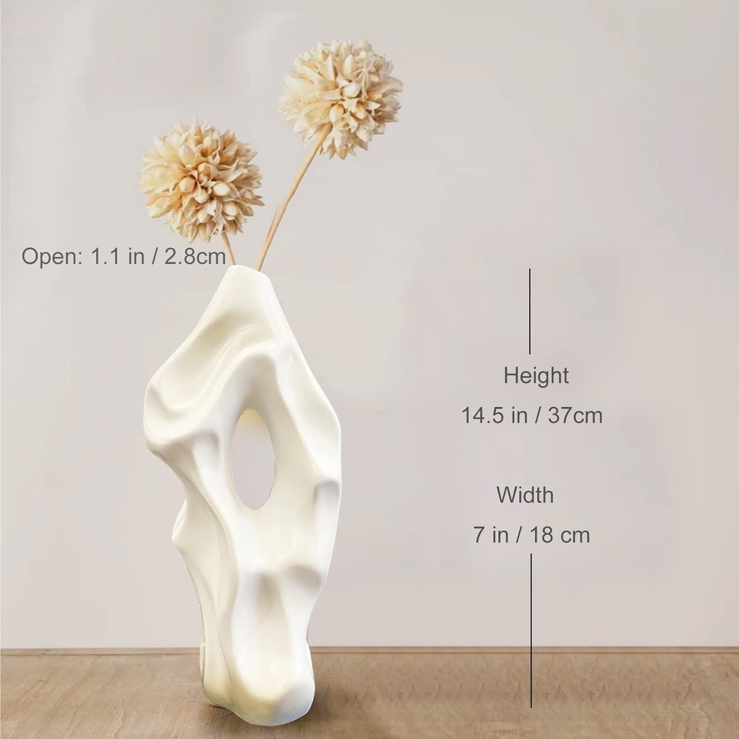 Modern Abstract White Ceramic Floor Vase Tall Sculptural Home Decor