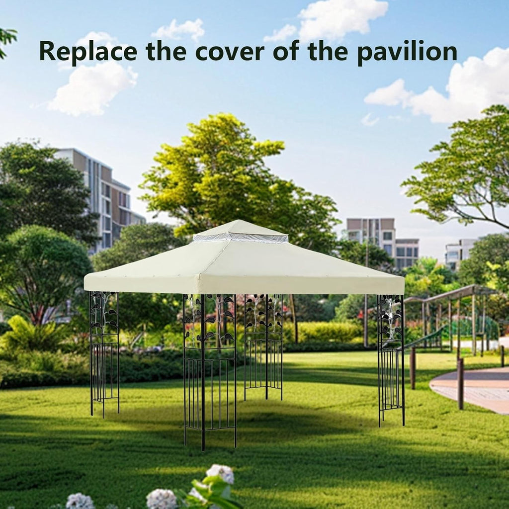 10x10Ft Double Layer Gazebo Canopy Waterproof Outdoor Patio Cover
