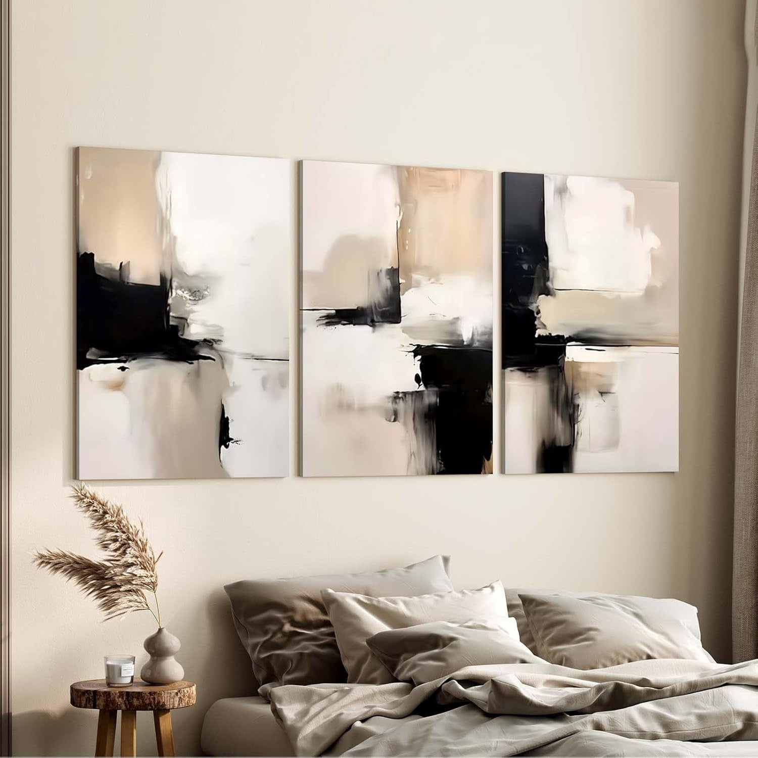 Modern Abstract Canvas Wall Art Set 3 Framed 12x16in