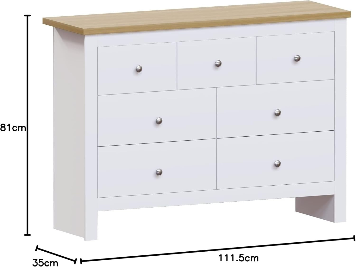 White 7-Drawer Wall-Mount Chest Modern Storage Cabinet Bedroom Organizer