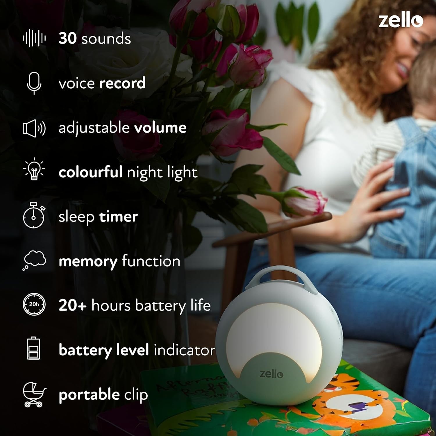 Portable Baby White Noise Machine Night Light Rechargeable Travel Sleep Aid