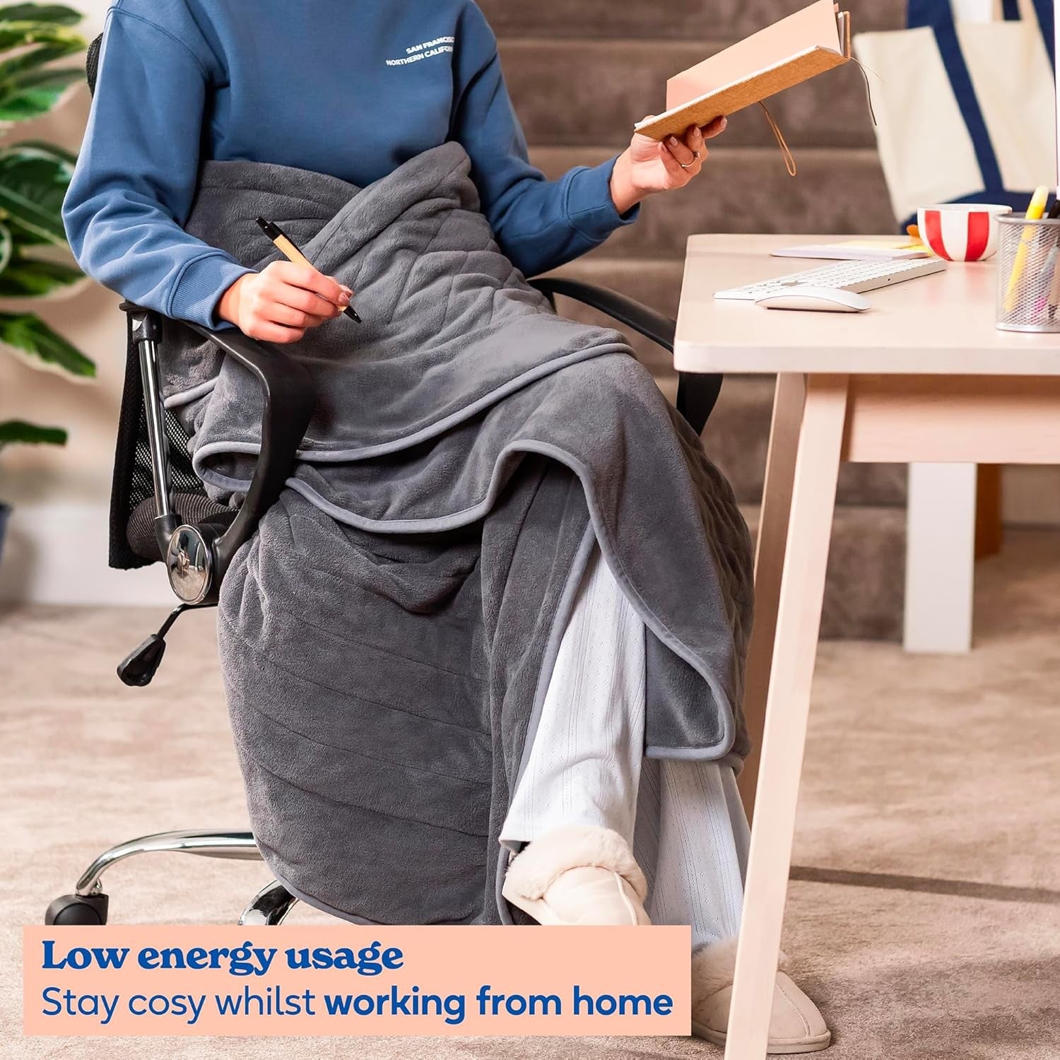 Electric Heated Throw Blanket Grey Microfleece 130x180cm 9 Heat Timer Auto Off