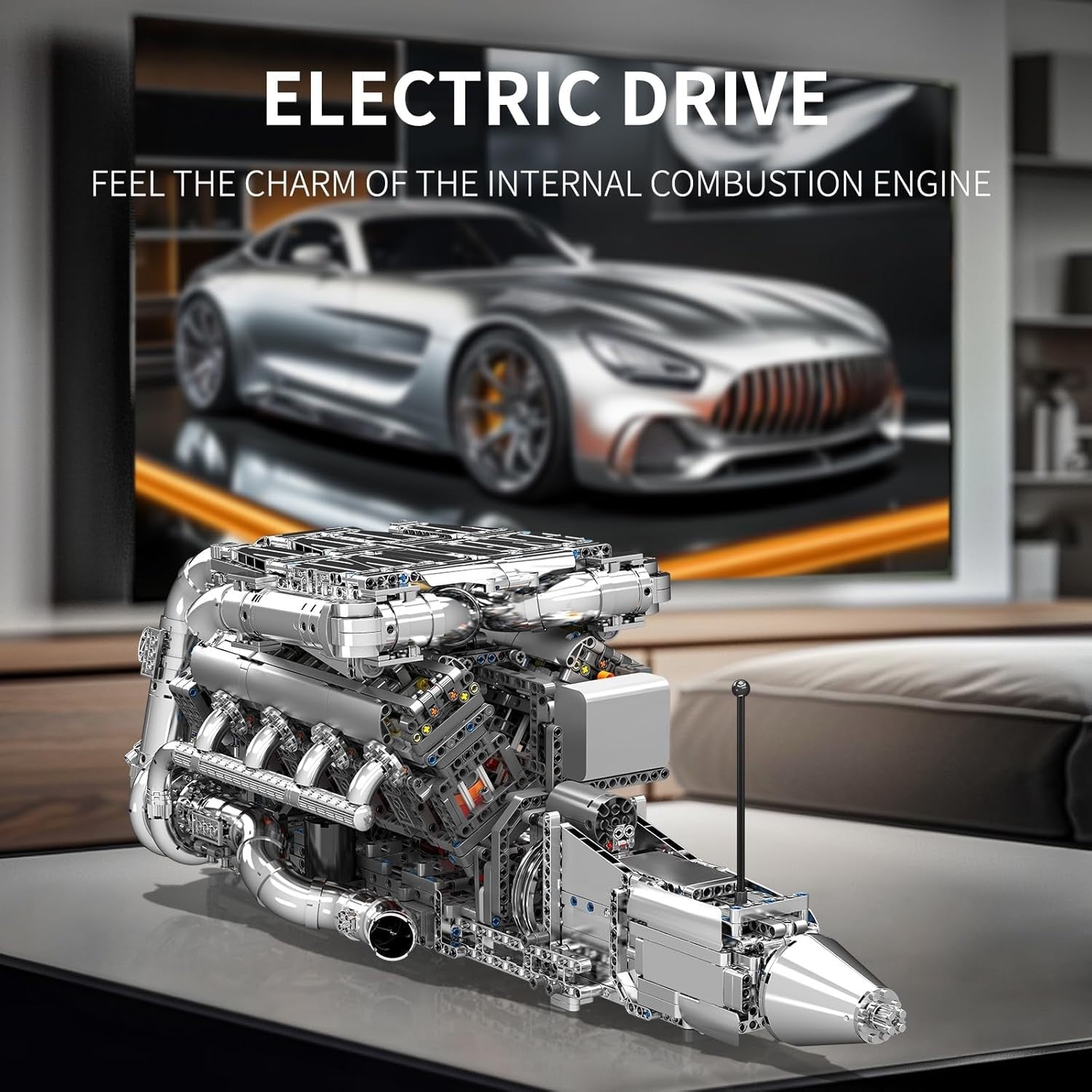 4-Stroke V8 Engine Model Kit – Supercharged STEM Build Set 2170PCS Motorized