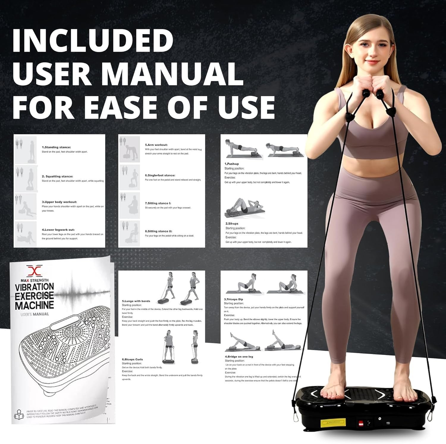 Black Vibration Plate Exercise Machine Full Body Workout 99 Levels