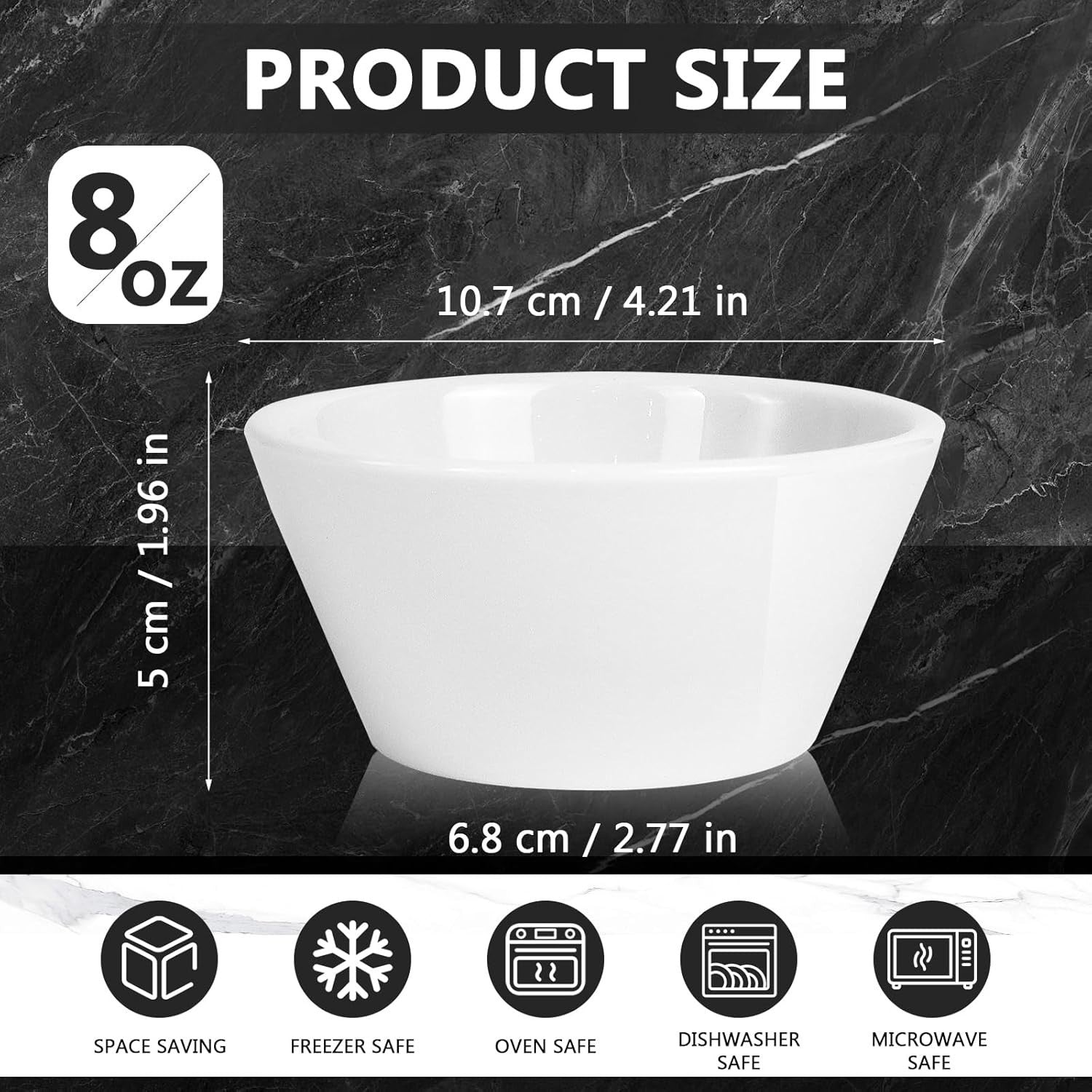18 Pcs Porcelain Bowls 240ml Small Dessert Soup Ice Cream Microwave Safe