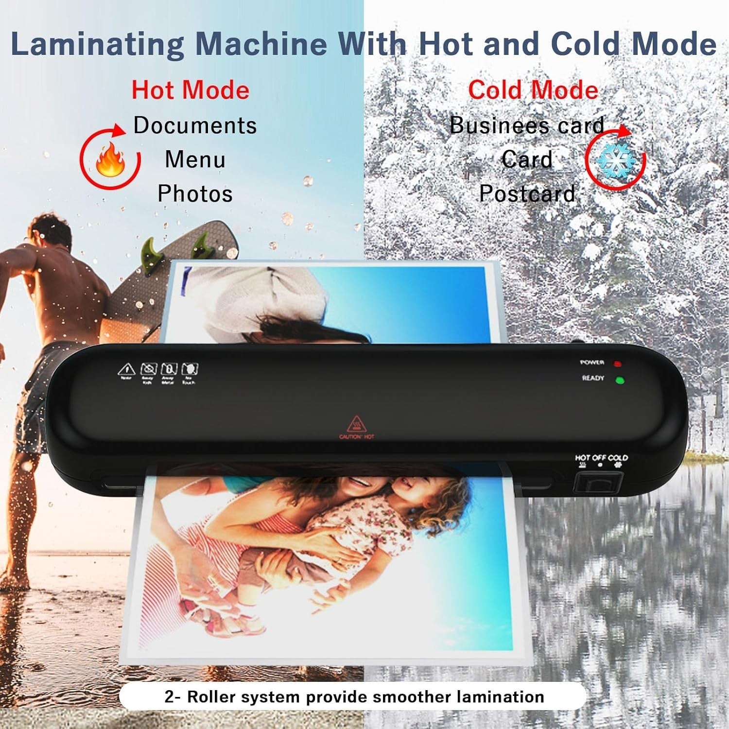 A4 Laminator Hot Cold 6-in-1 Portable Fast Warm Up No Bubble + 15 Pouches