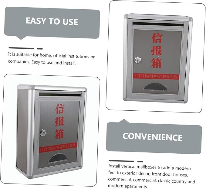 Lockable Wall-Mounted Mailbox Secure Outdoor Post Box Weatherproof & Durable