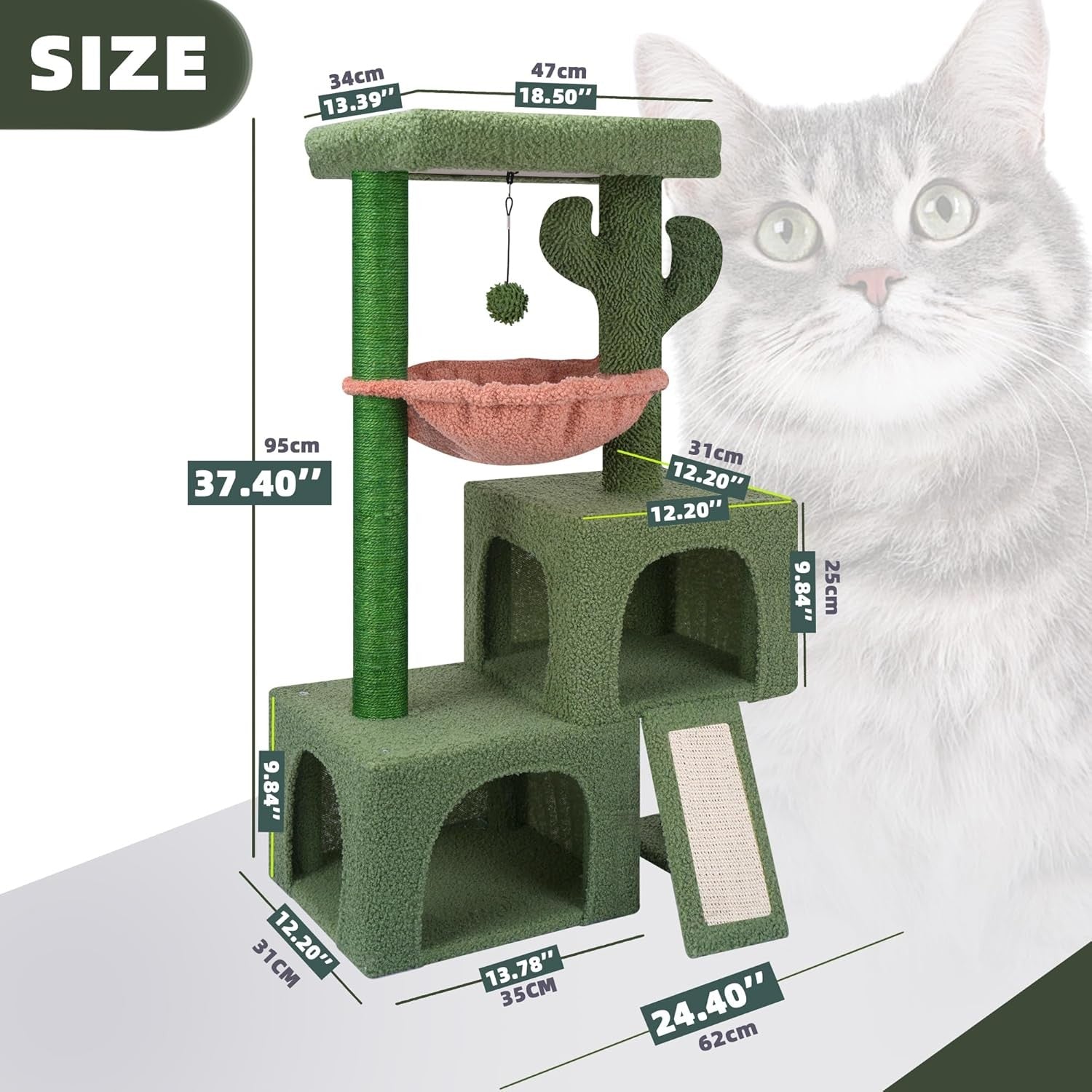 Cat Tree Tower with Condos Hammock Scratching Posts Indoor