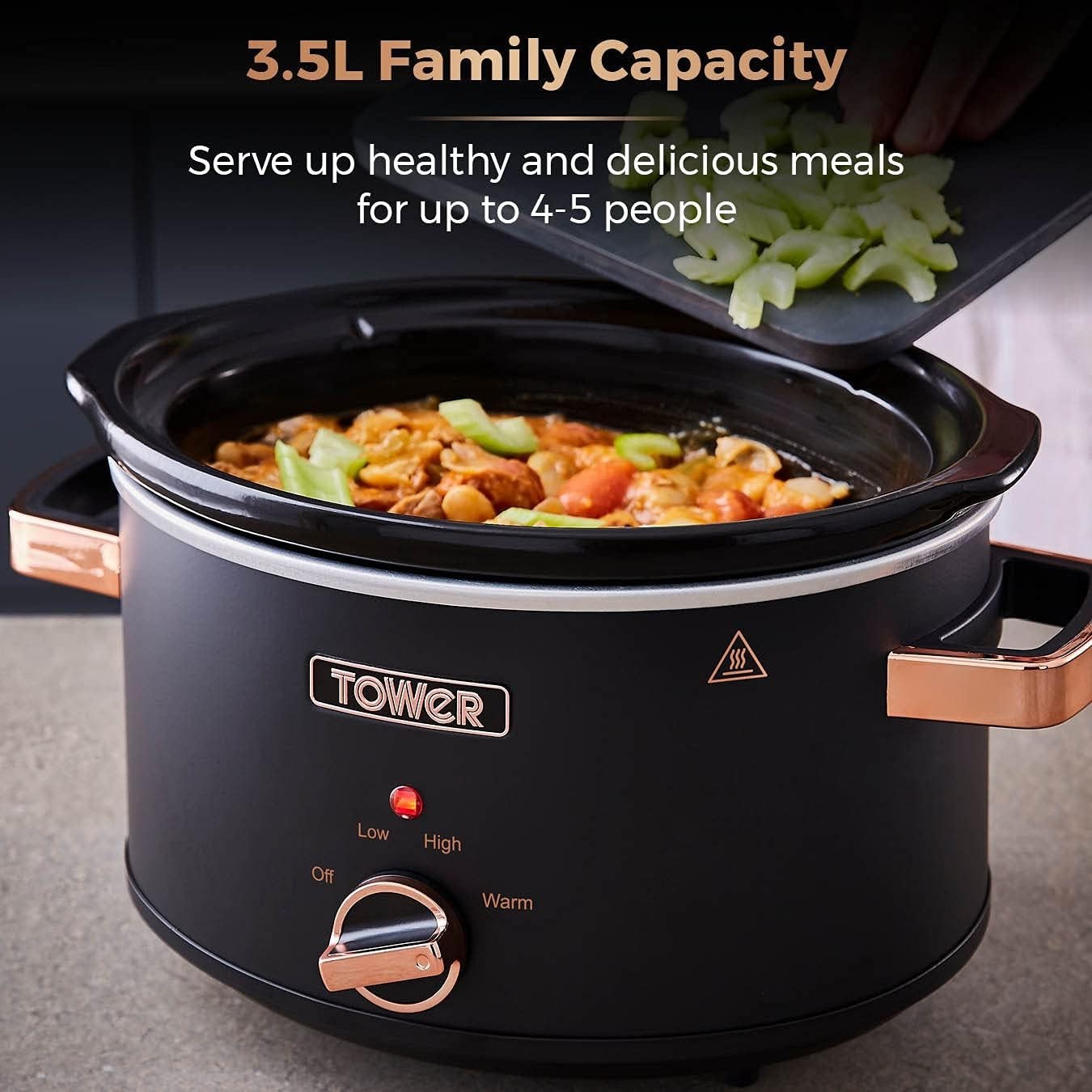 3.5L Slow Cooker with Removable Pot, 3 Heat Settings, Cool Touch Handles