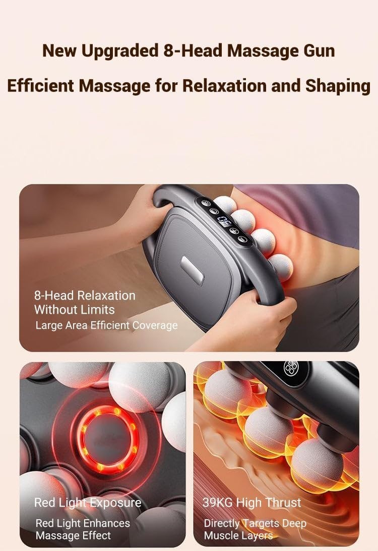 Hands Free Deep Tissue Massage Gun Muscle Pain Relief 16 Drive Red Light