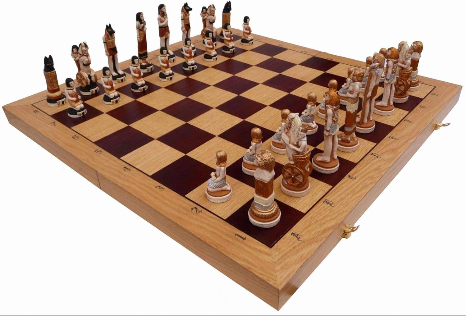 Luxury 60cm Medieval England Chess Set | Stone Figures & Inlaid Board | Handcraf