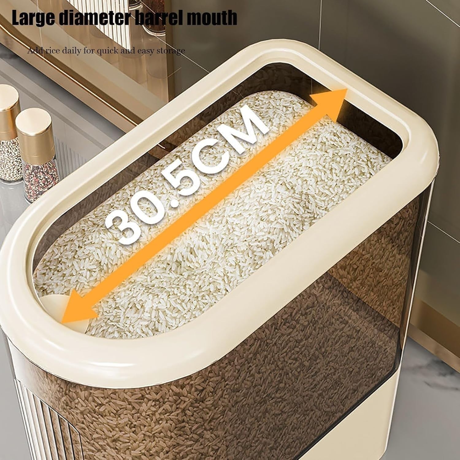 Airtight Rice Storage Container 5-10KG Grain Dispenser with Measure Cup