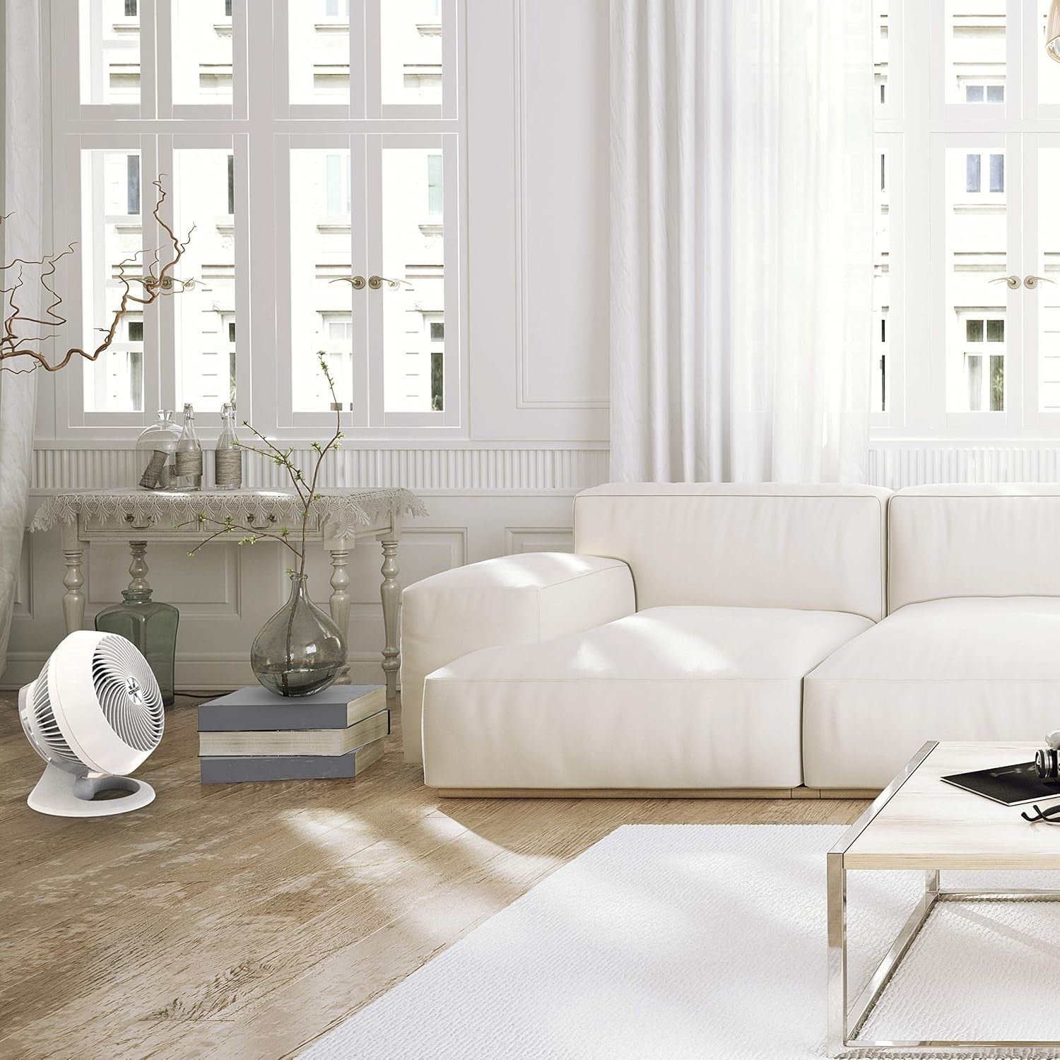 Whole Room Air Circulator – 4-Speed Quiet Table Fan w 3-Blade Design & 56W Motor