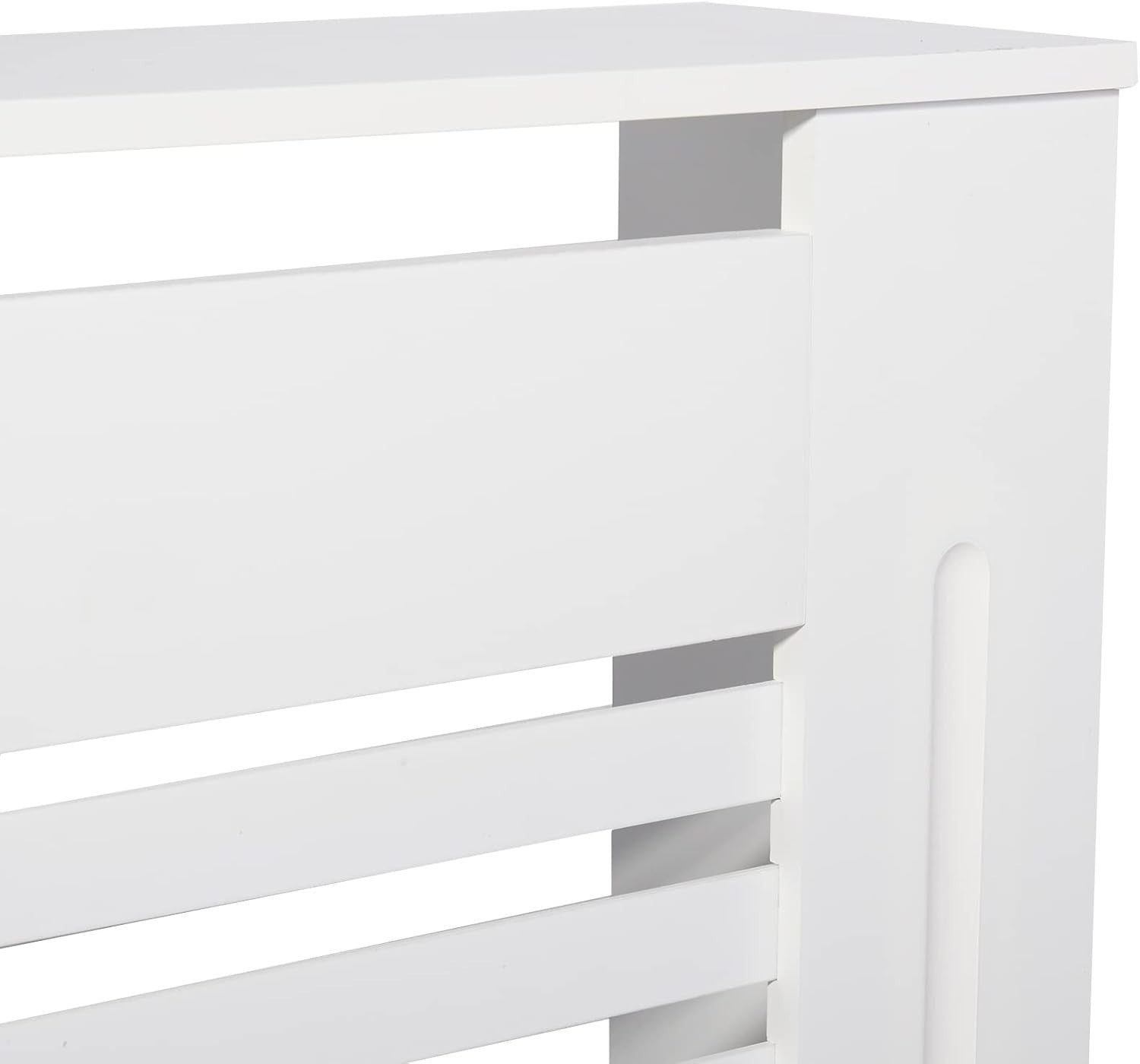 High Radiator Cover White MDF Cabinet | Vertical Slats Modern Shelf 111cm