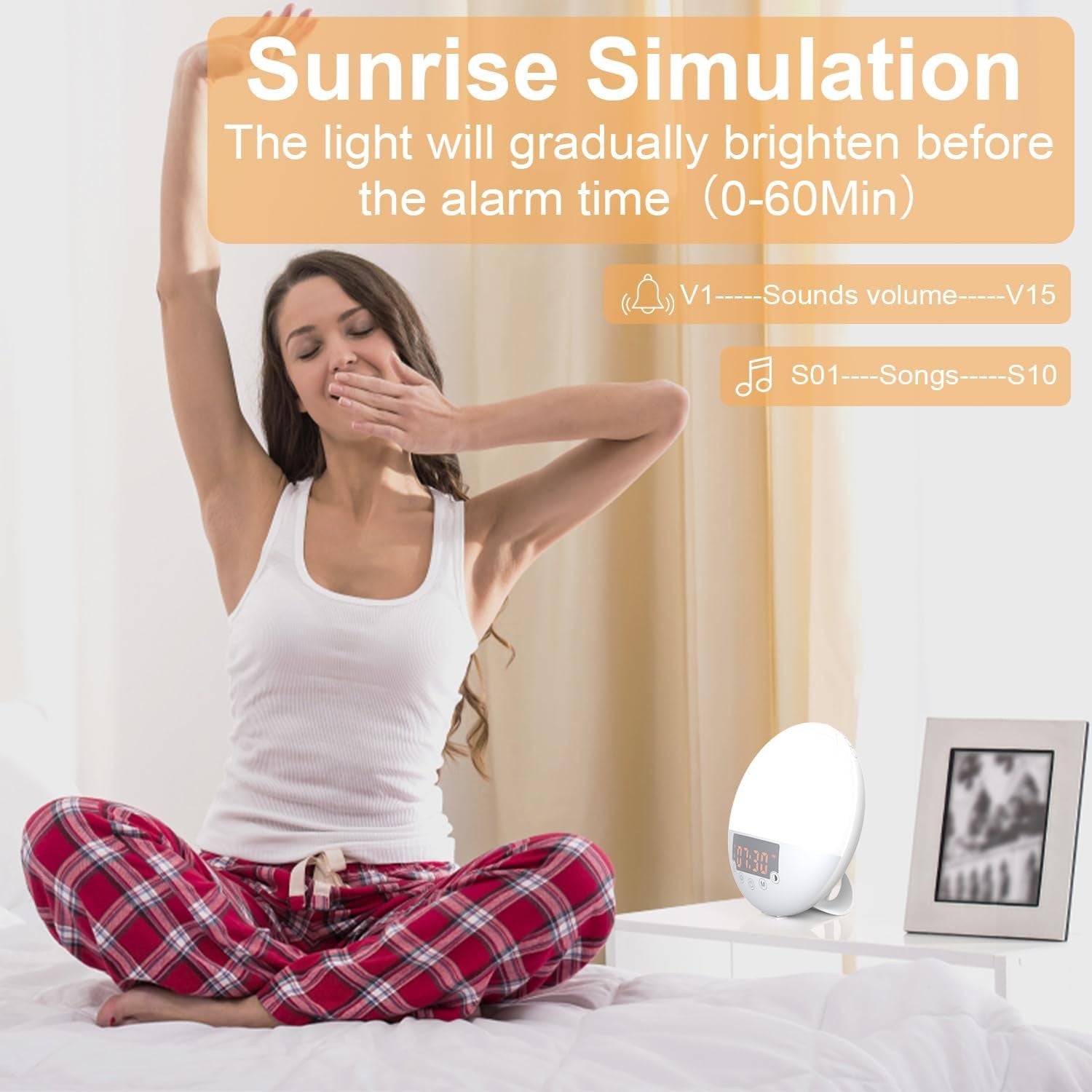 White Sunrise Wake Up Light Alarm Clock 10000 Lux Dual Alarm Sleep