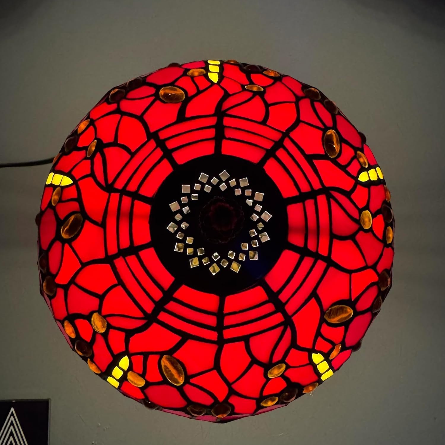 Handcrafted Stained Glass Table Lamp Vintage Desk Bedside Light 40cm Tall