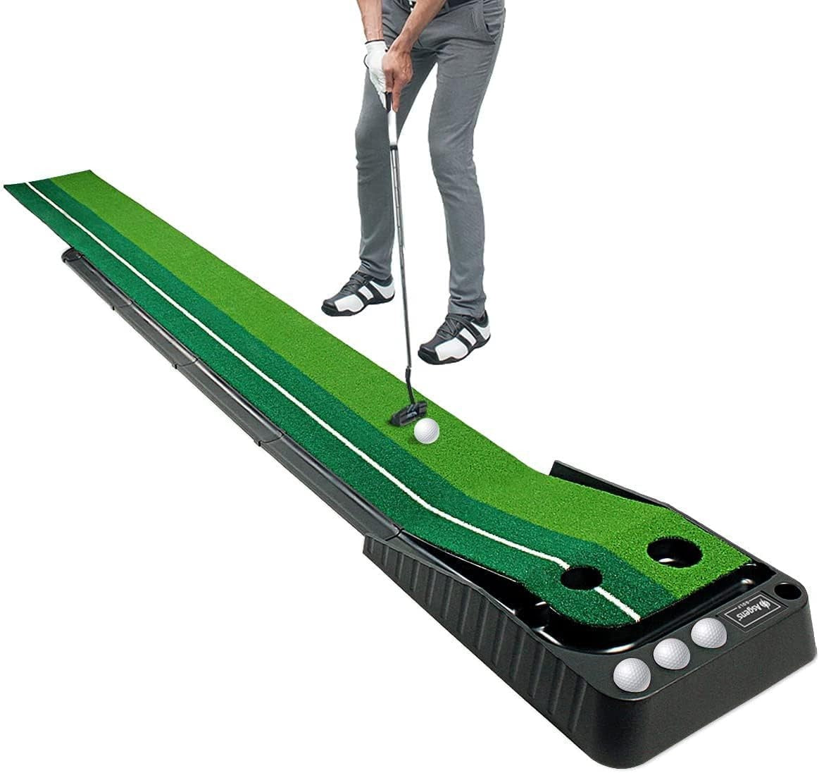 Indoor Golf Putting Mat 9.8ft Automatic Ball Return Practice Green Set