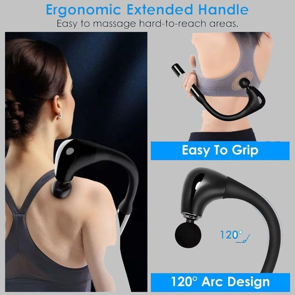 Extended Handle Massage Gun Deep Tissue 10mm Stroke Quiet Pain Relief