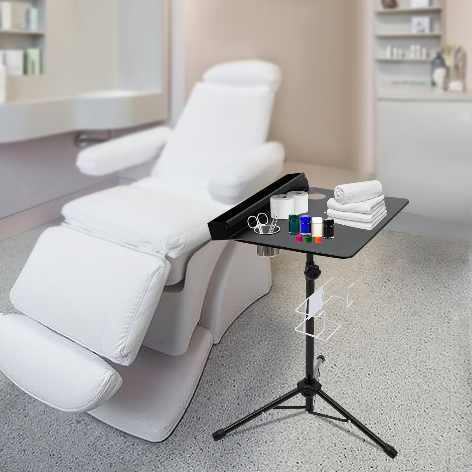 Mobile Tattoo Workstation Adjustable Height Portable Tray Studio Stand