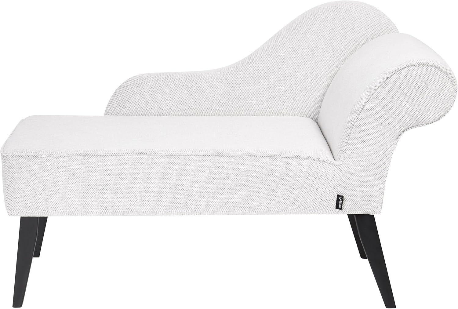 Vintage Right Hand Chaise Lounge White Fabric | Retro Sofa Seat, Black Legs