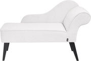 Vintage Right Hand Chaise Lounge White Fabric | Retro Sofa Seat, Black Legs
