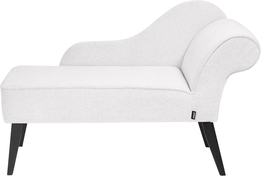 Vintage Right Hand Chaise Lounge White Fabric | Retro Sofa Seat, Black Legs