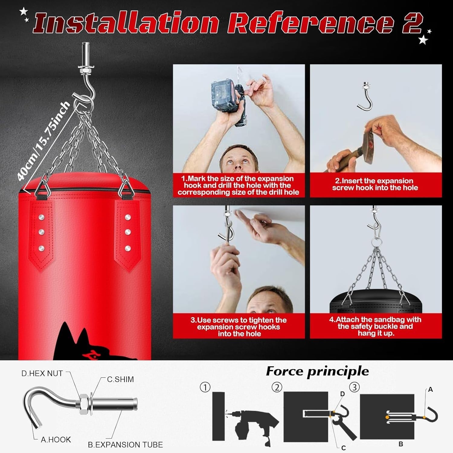 4ft Hanging Boxing Punch Bag Unfilled Training Set Gloves MMA