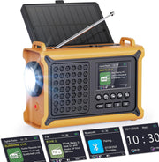 Emergency Solar & Wind-Up DAB+/FM Radio with Bluetooth, Torch & 12000mAh