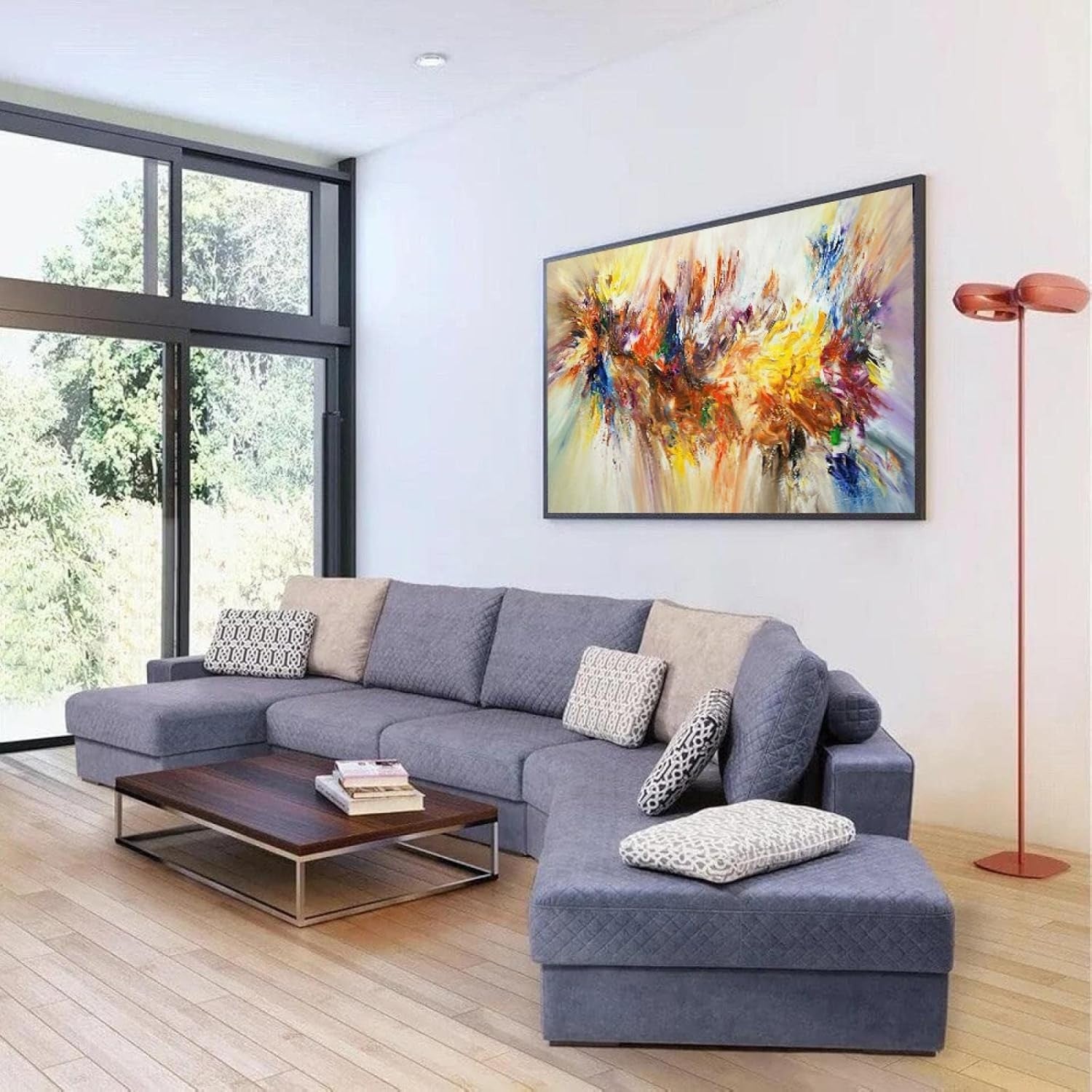 Large Abstract Flower Canvas Wall Art 80x160cm Frameless