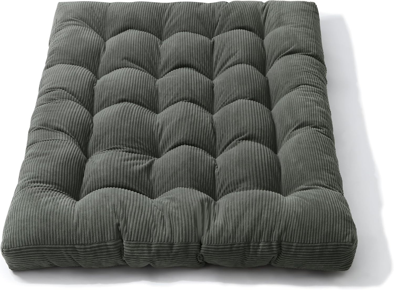 Thick Double Futon Mattress 140x190cm Floor Sofa Bed Corduroy Grey (SV)