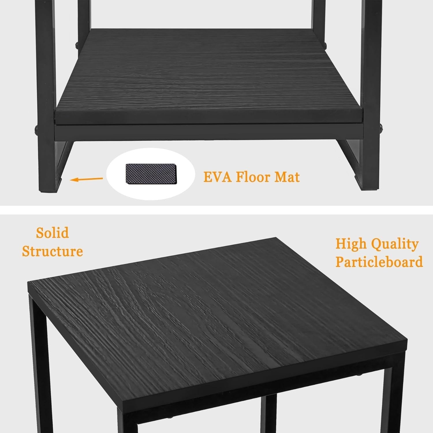 34" Tall 2 Tier Black Metal Plant Stand Modern Indoor Flower Pot Shelf