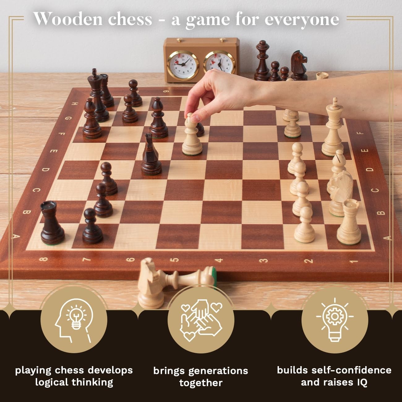 Staunton Tournament Wooden Chess Pieces Set No.6 | Handcrafted Weighted 98mm Kin