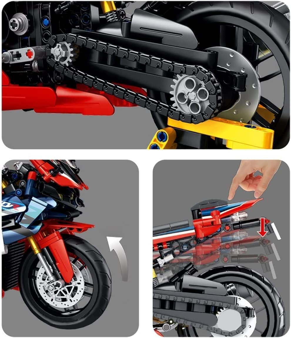 1017-Piece Motorcycle Building Kit, Realistic Motorbike Model Toy for Teens & Ad