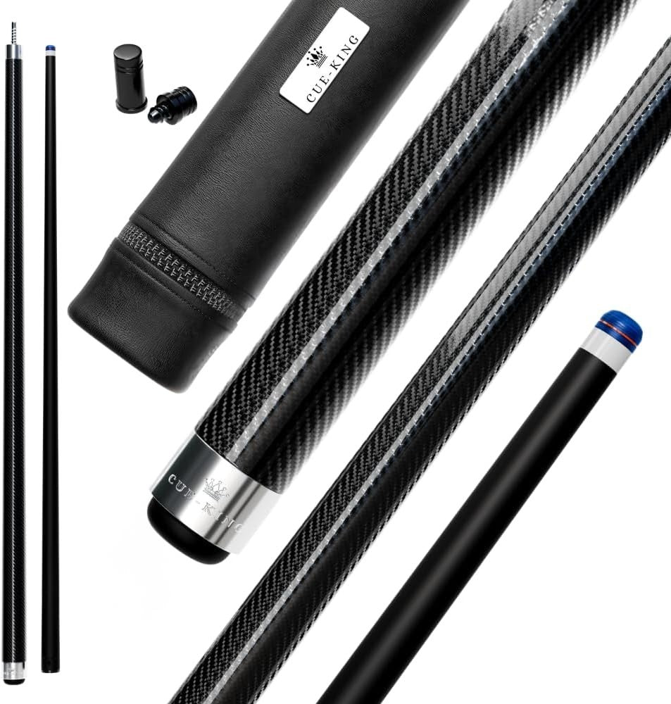 Carbon Fibre Pool Cue 58 Inch 12.5mm Tip Pro Taper 2 Piece 19oz