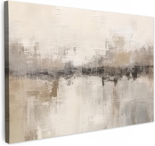 Large Abstract Canvas Wall Art 120x80cm Modern Beige Painting Living Room