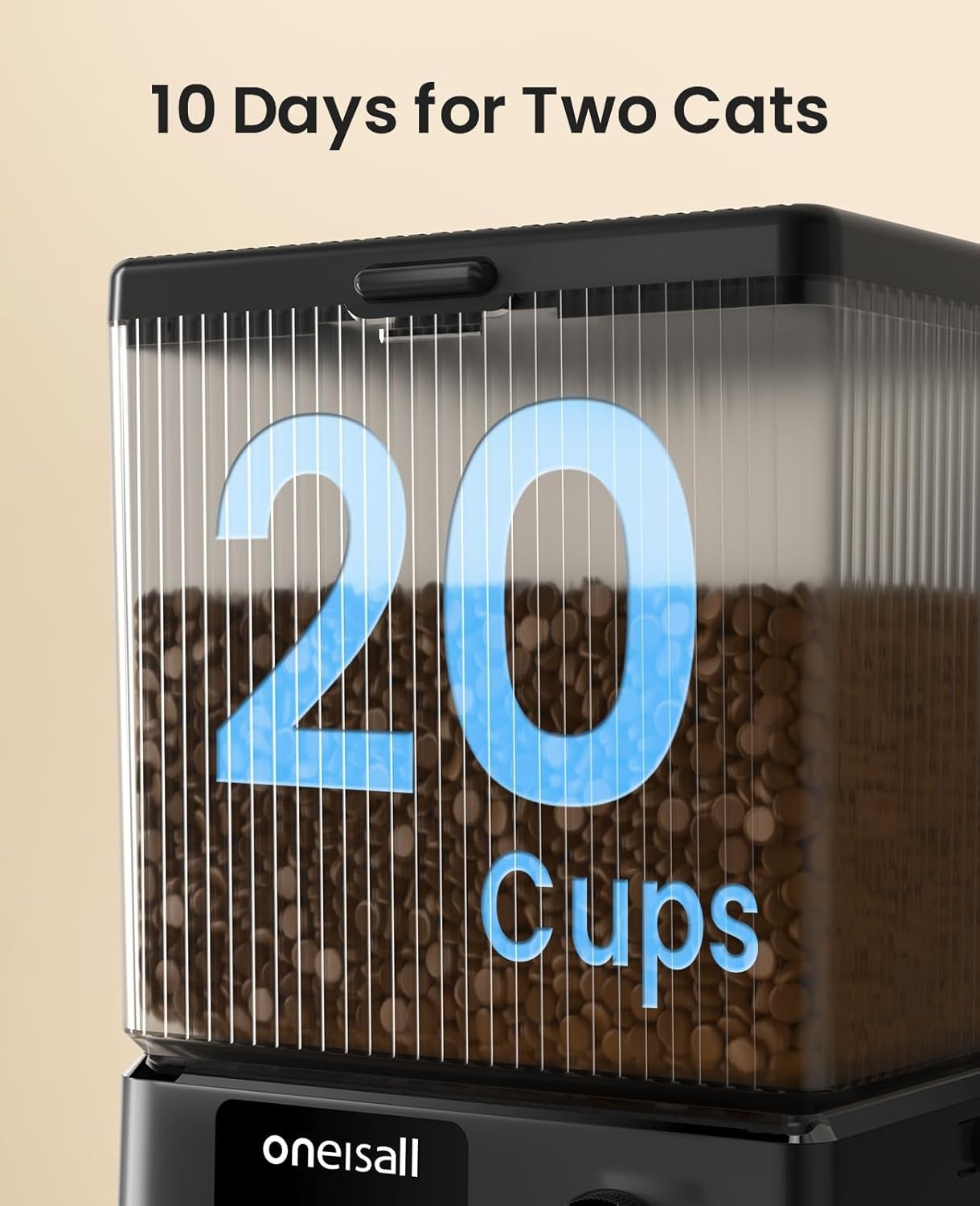 Automatic Cat Feeder 2 Cats WiFi App Control 5L Dual Bowl Food Dispenser