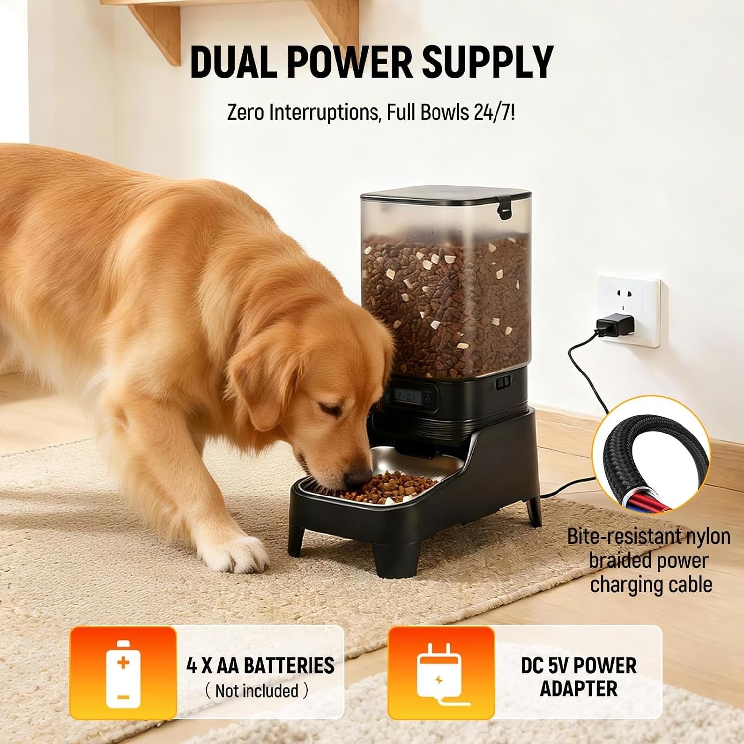 7L Automatic Dog Feeder & 8L Water Dispenser Set Raised Bowl Timer