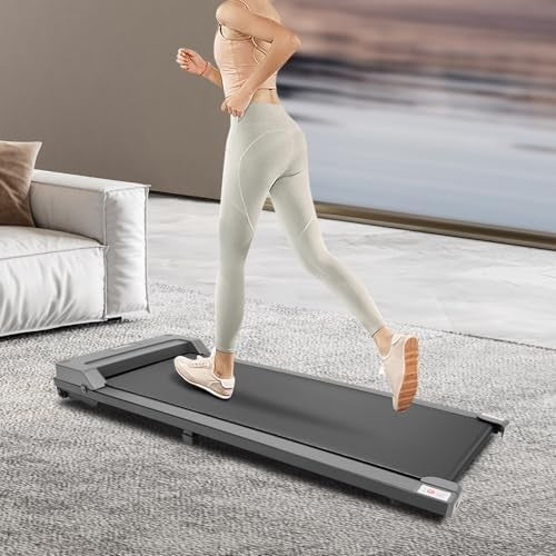 2-in-1 Under Desk Walking Pad 3.7km/h Silent Motor Slim Foldable Treadmill Home