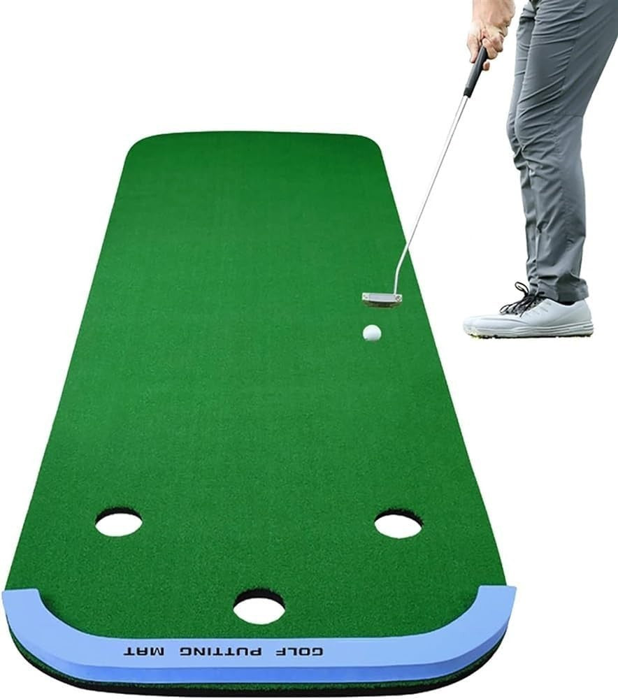 Golf Putting Green Mat 258cm Indoor Outdoor Practice Trainer w Cups