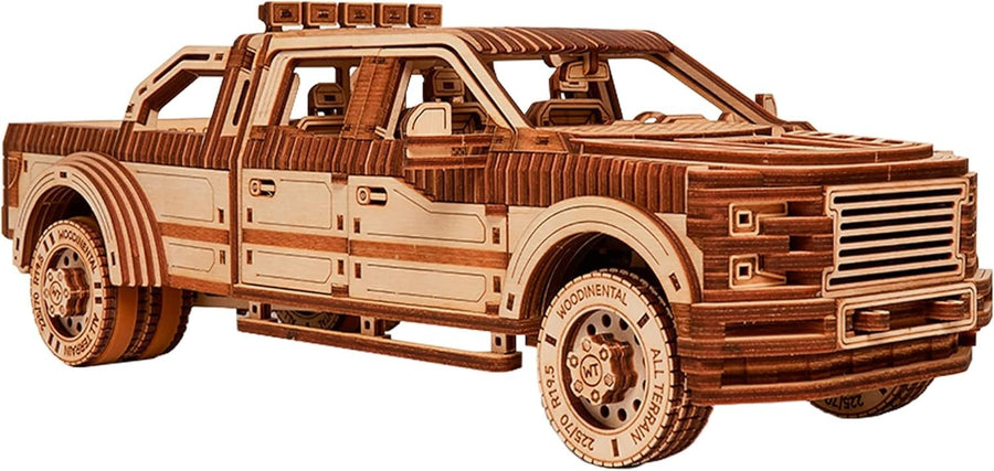 Wooden Pickup Truck Model Kit – 706pc DIY Car Puzzle, Moves Up to 10m