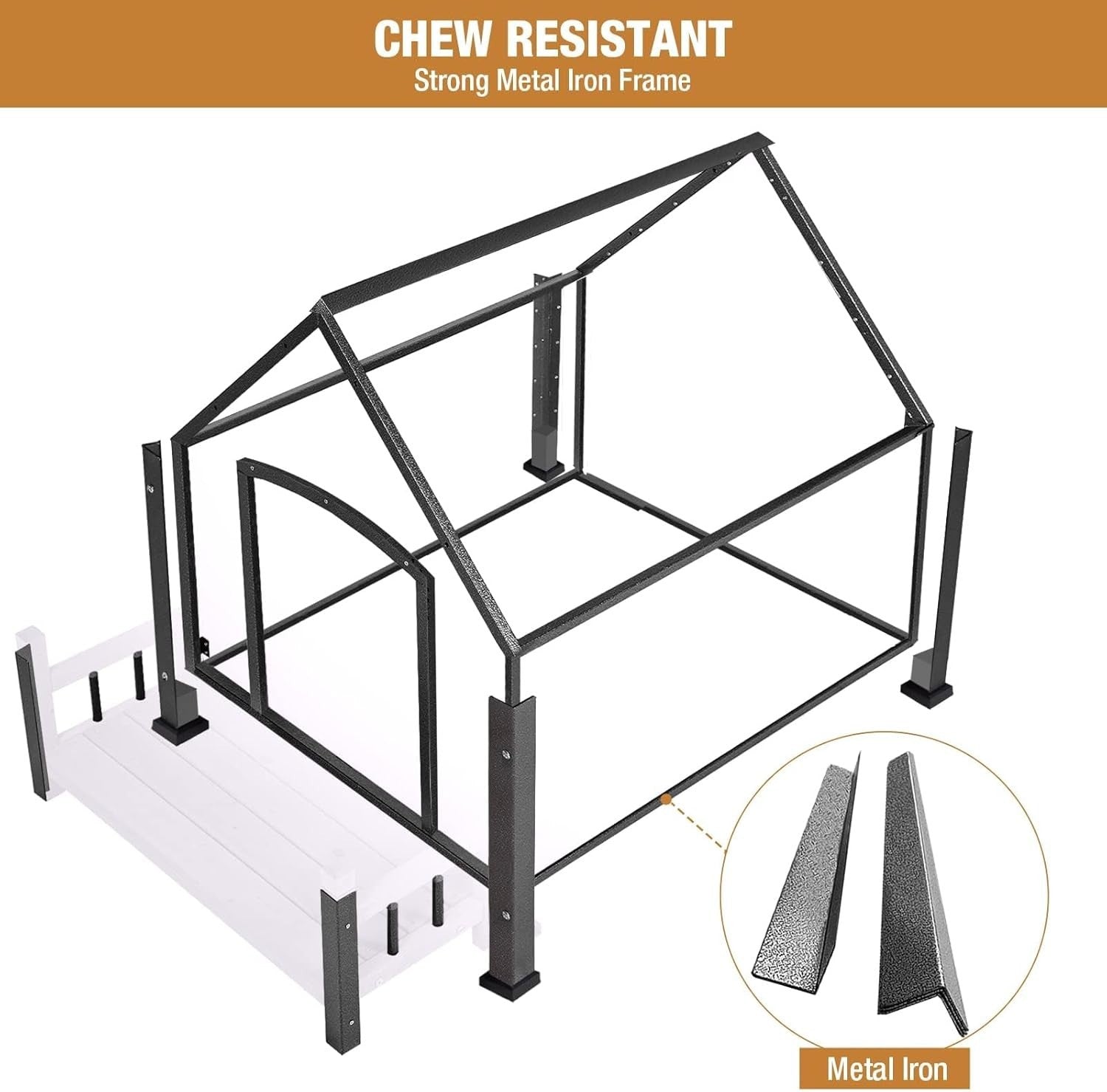 Weatherproof Outdoor Dog House with Anti-Bite Metal Frame & Raised Floor 115x84x