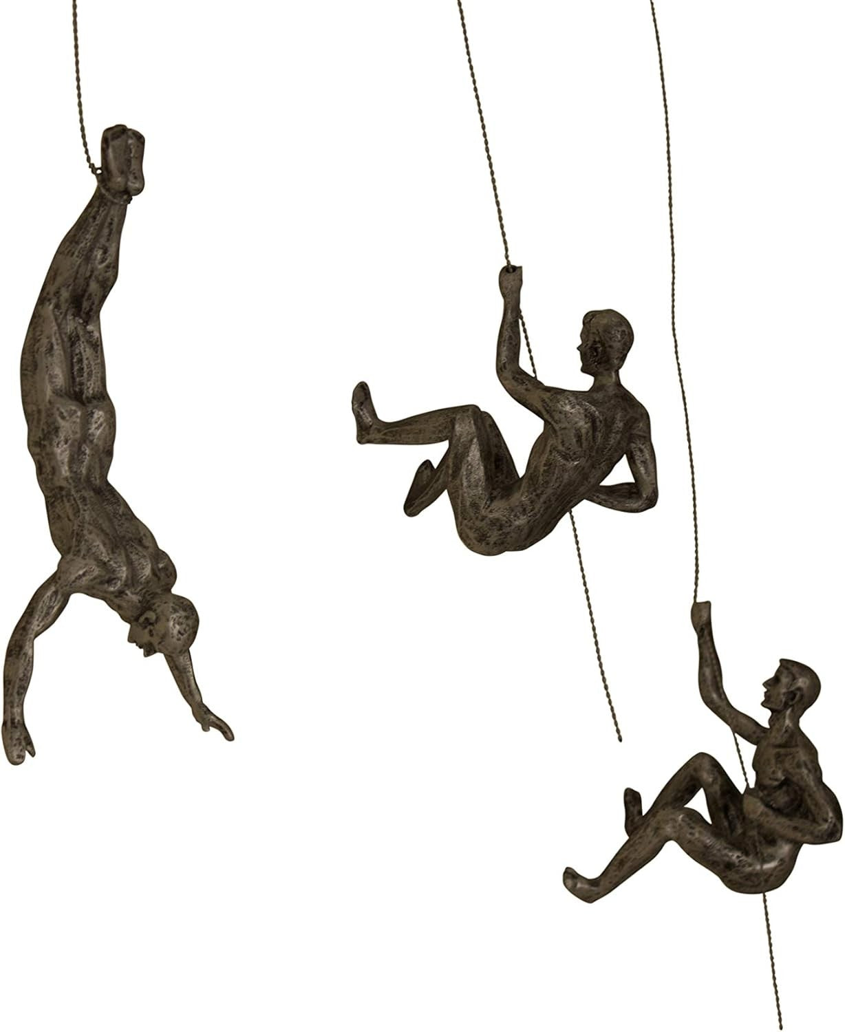 Black Climbing Man Wall Art Set 3 Abseiling Sculptures