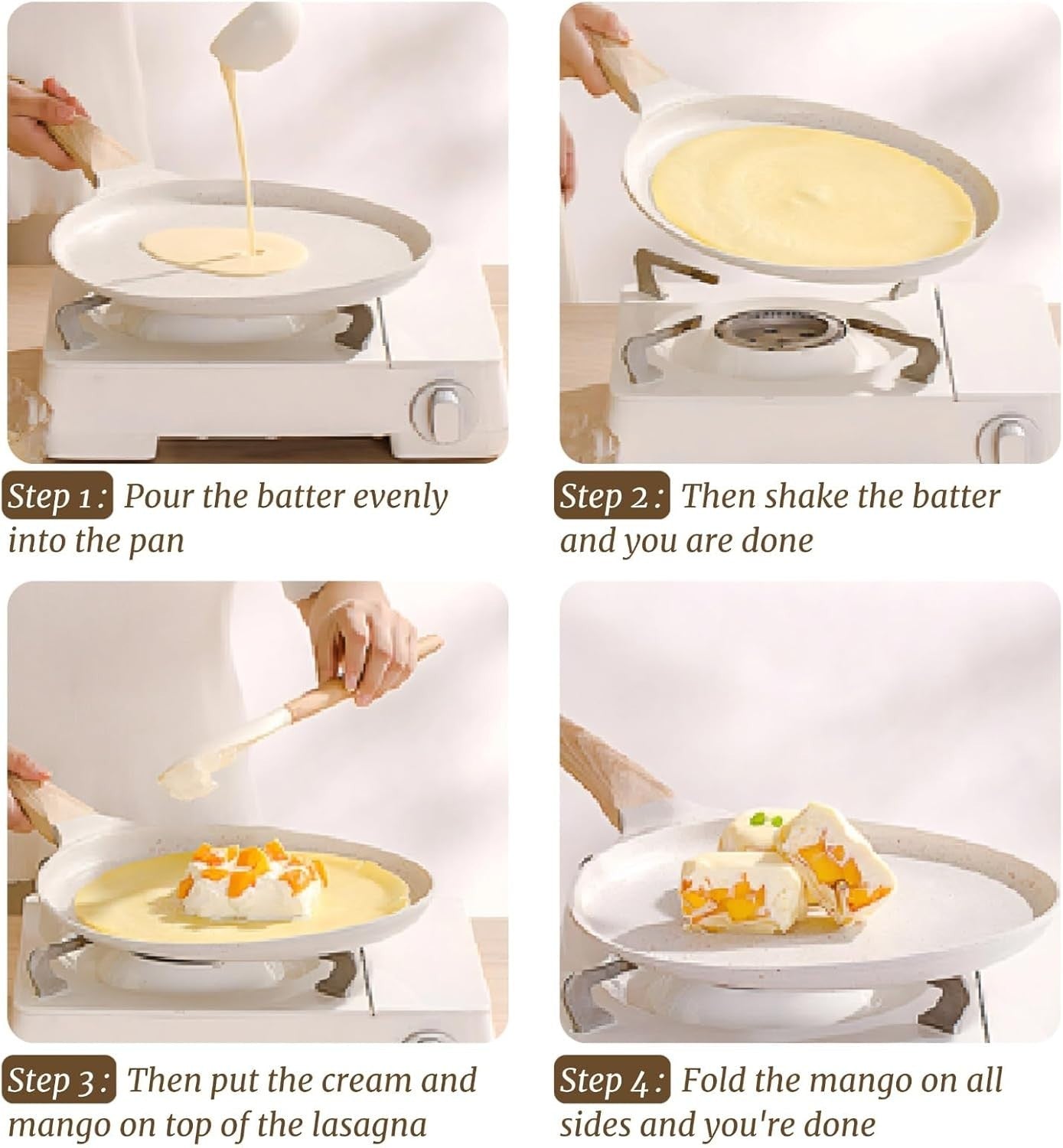 10in Non Stick Dosa Crepe Pan with Spreader Ceramic Pancake Tortilla