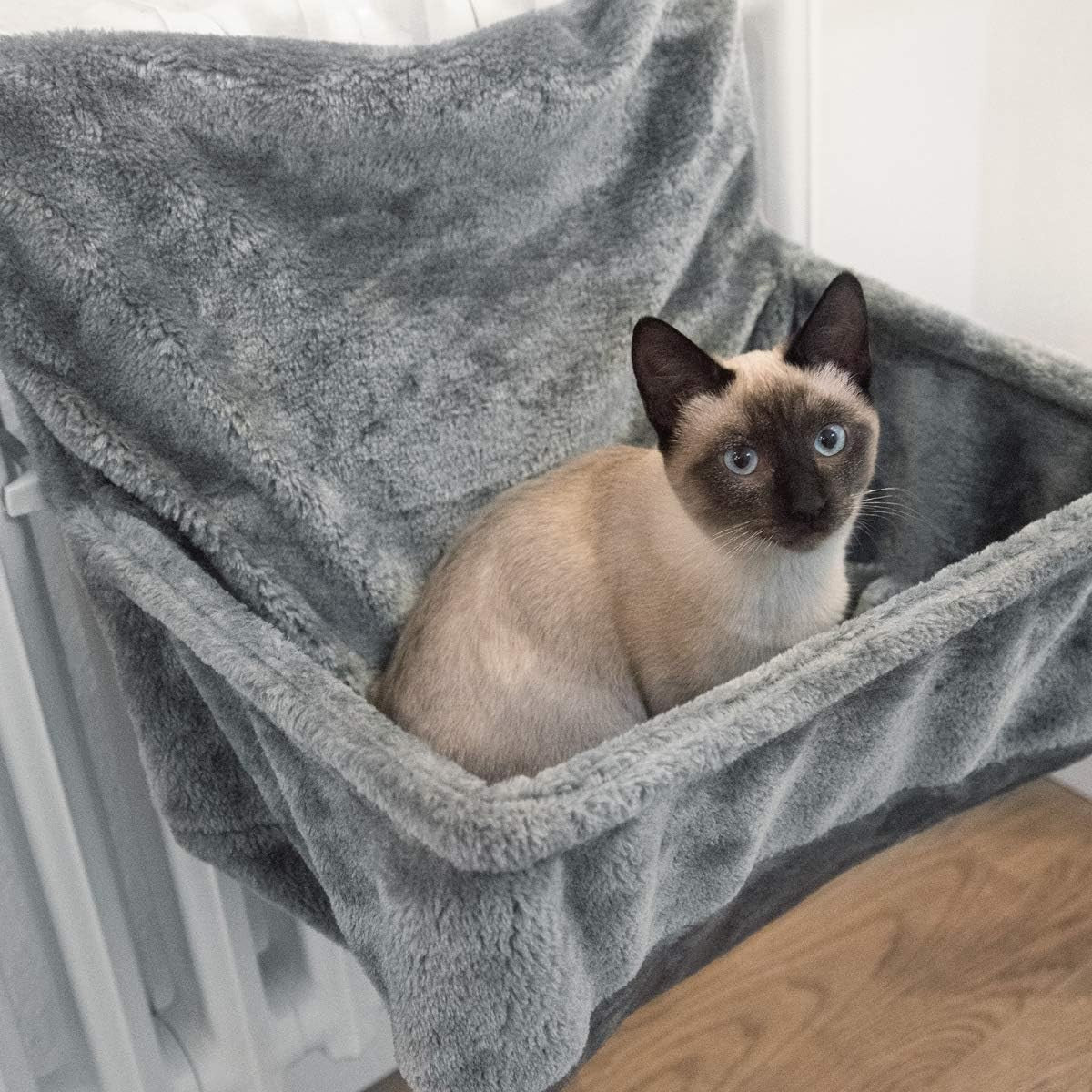 Radiator Cat Bed Hanging Plush Hammock Adjustable Frame Cushion Grey