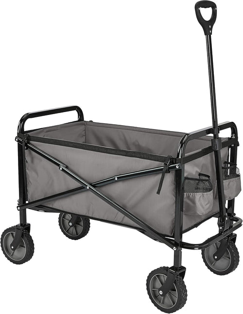 Collapsible Garden Wagon Foldable Utility Cart Sturdy Outdoor Grey